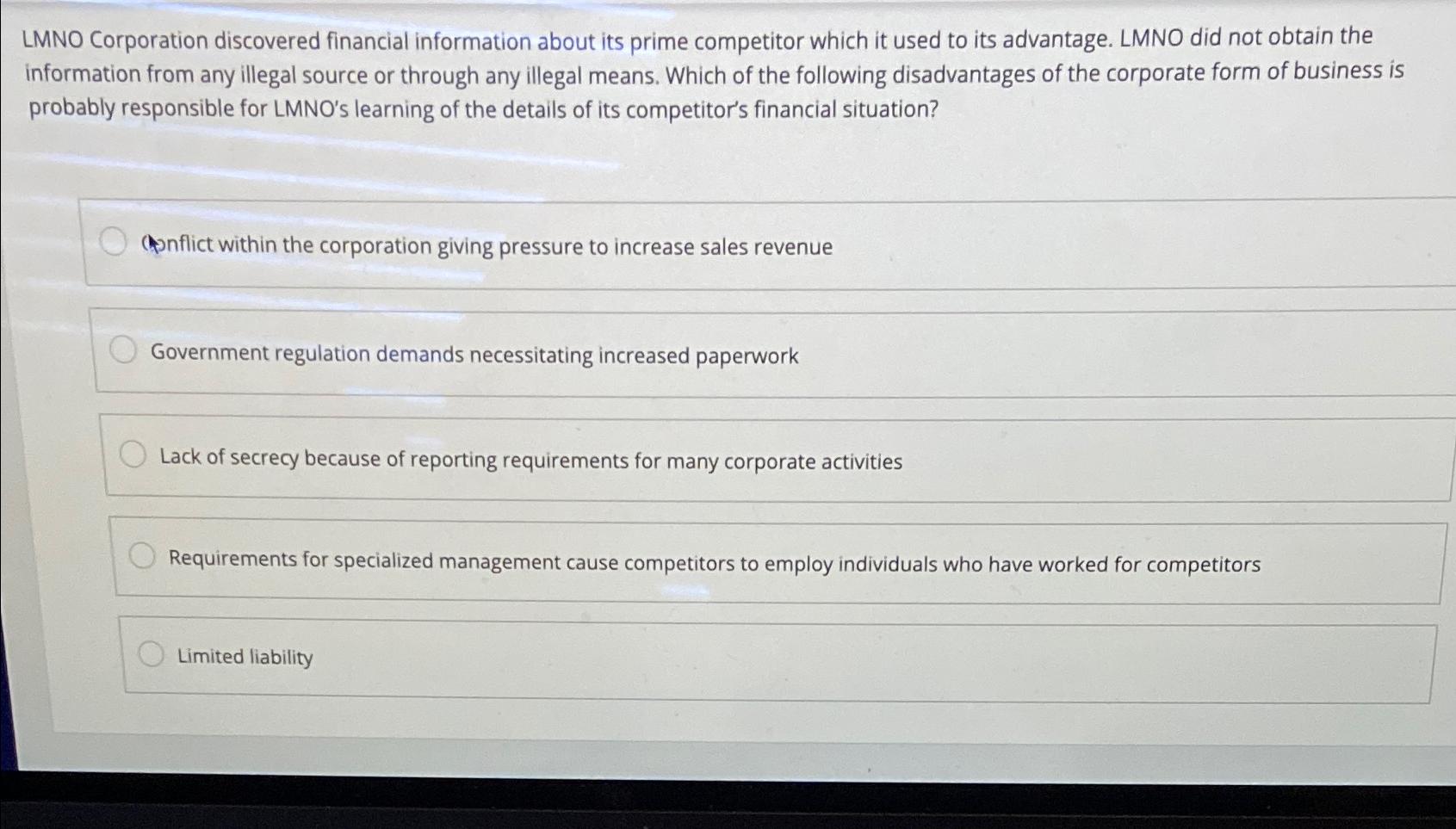 Solved LMNO Corporation discovered financial information | Chegg.com