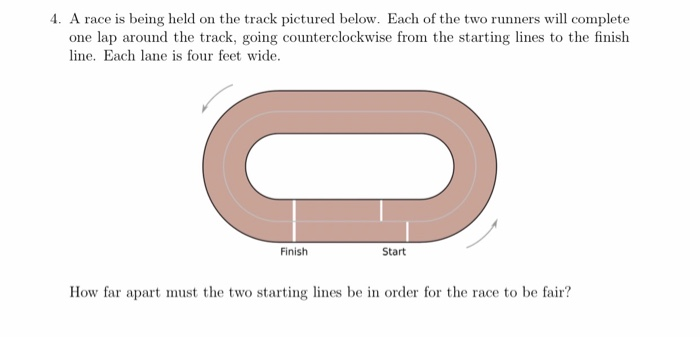 Solved 4. A Race Is Being Held On The Track Pictured Below. | Chegg.com