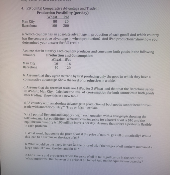 4 20 Points Comparative Advantage And Trade Ii Chegg Com