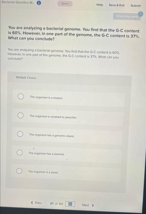 Solved Bacterial Genetics M... Saved Help Save & Exit Submit | Chegg.com
