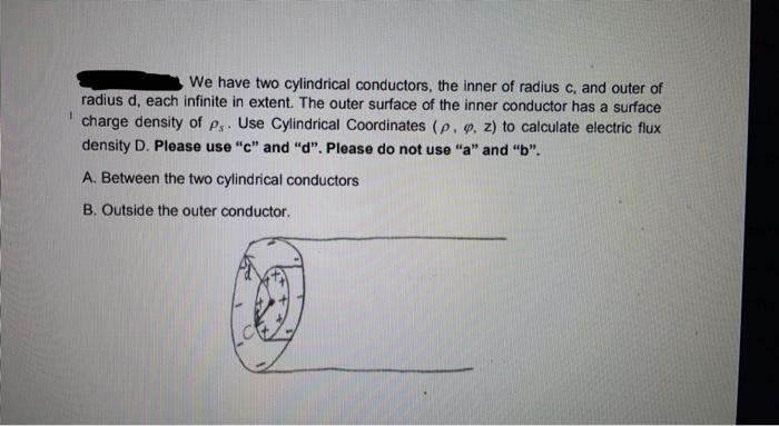 Solved 1 We Have Two Cylindrical Conductors, The Inner Of | Chegg.com