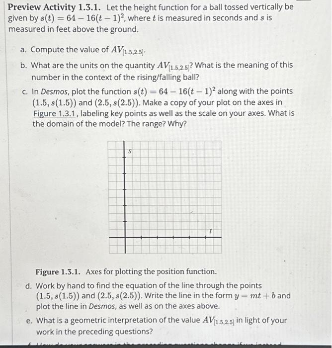 Solved Preview Activity 1.3.1. Let the height function for a | Chegg.com