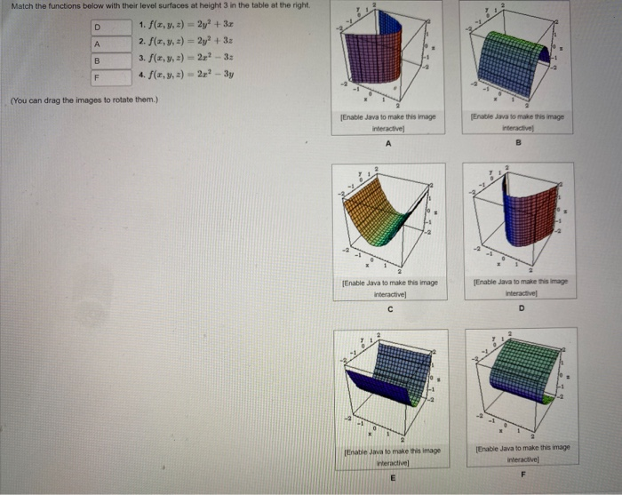 Solved D Match the functions below with their level surfaces | Chegg.com
