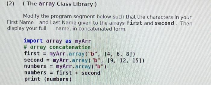 Solved (2) (The array Class Library) Modify the program | Chegg.com