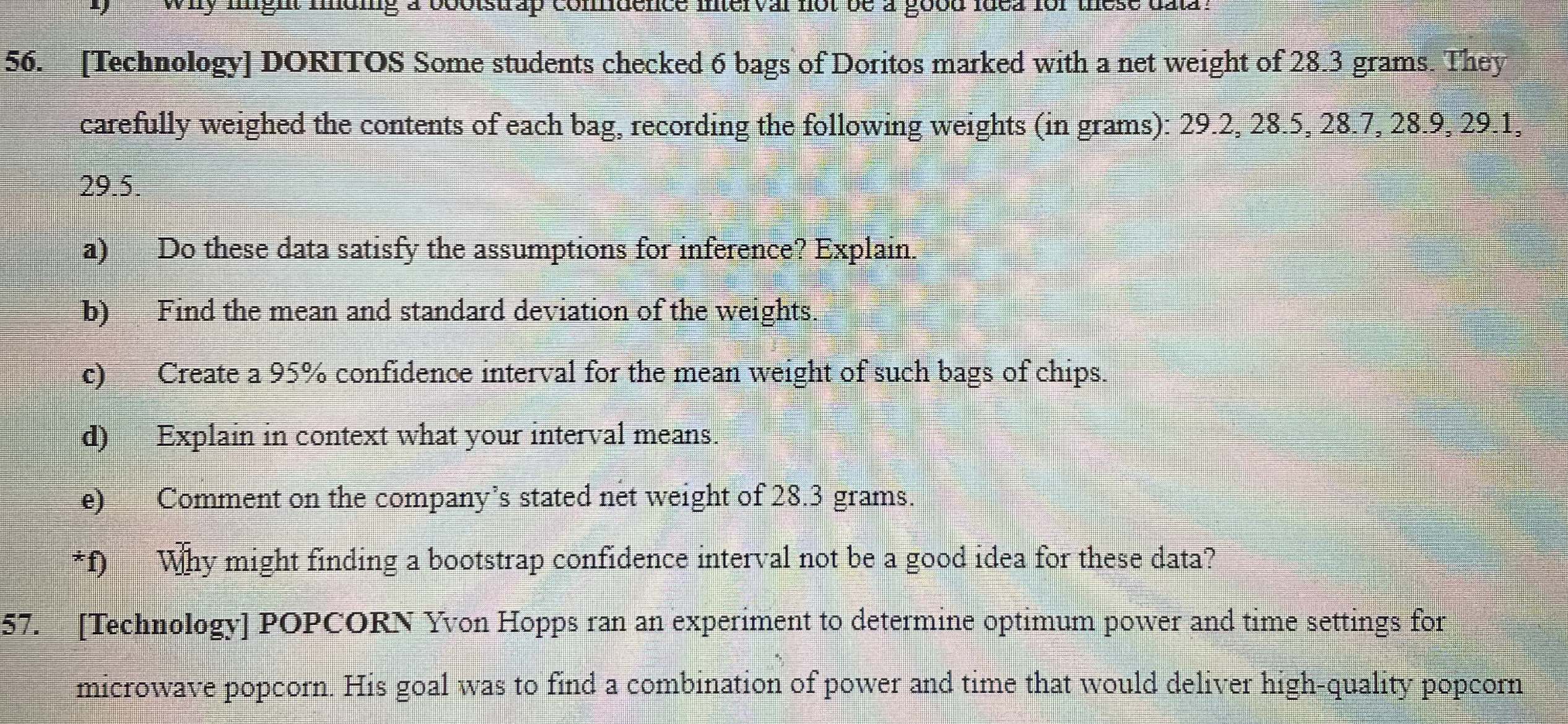 Solved [Technology] ﻿DORITOS Some Students Checked 6 ﻿bags | Chegg.com