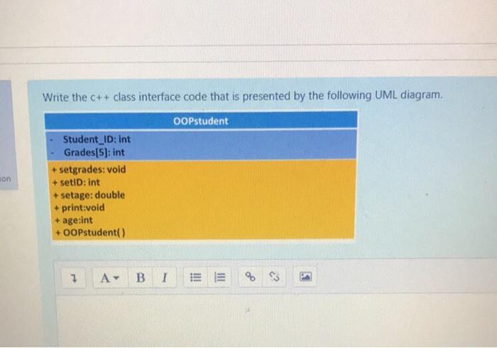 Solved Write the c++ class interface code that is presented | Chegg.com