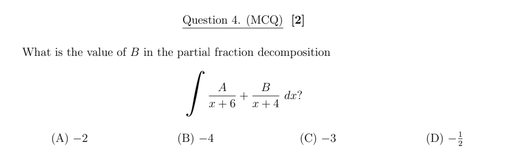 What Is The Value Of B In The Partial Fraction | Chegg.com