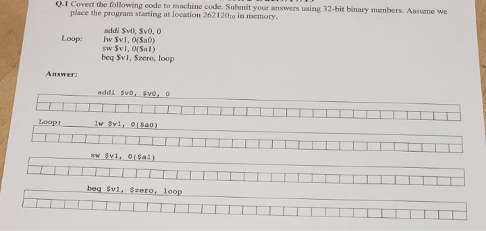 Solved Q.1 Covert the following code to machine code. Submit | Chegg.com