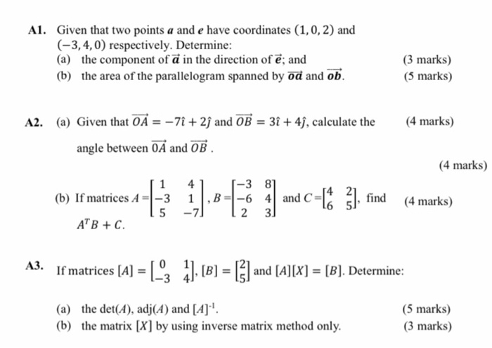 Solved Al Given That Two Points A And E Have Coordinates Chegg Com