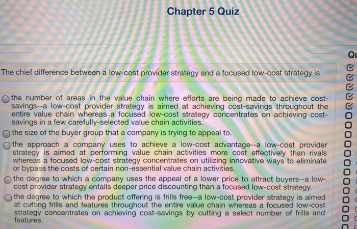 Solved . Chapter 5 Quiz The chief difference between a | Chegg.com