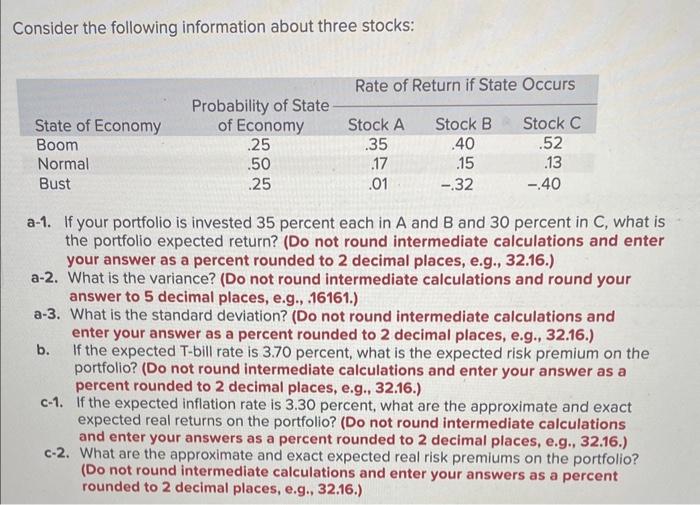 Solved Consider The Following Information About Three | Chegg.com