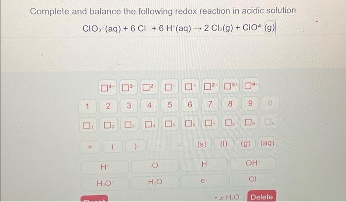 Solved Complete And Balance The Following Redox Reaction In | Chegg.com