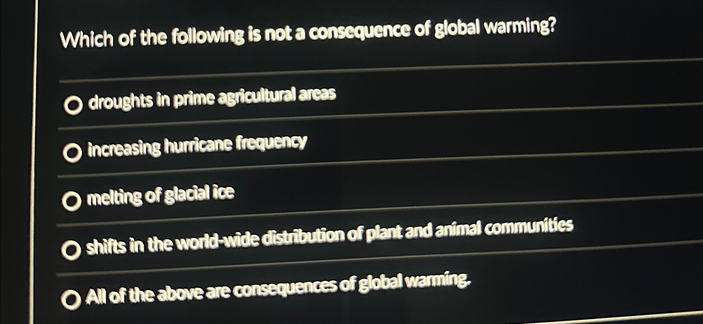Solved Which of the following is not a consequence of global | Chegg.com