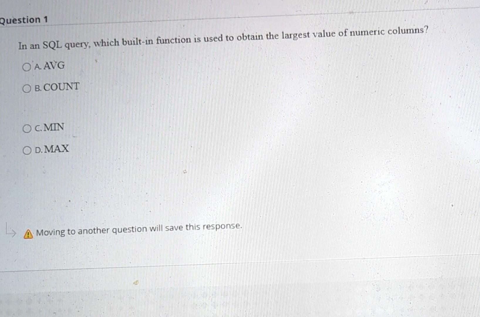 Solved In an SQL query, which built-in function is used to | Chegg.com