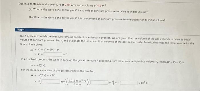 Solved Gas In A Container Is At A Pressure Of 2.05 Atm And A 