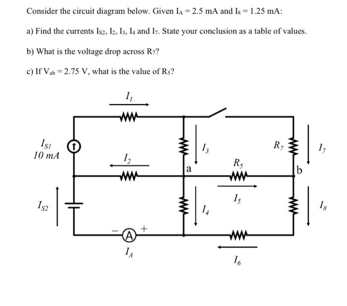 Solved Consider The Circuit Diagram Below Given Ia 25 Ma 6825