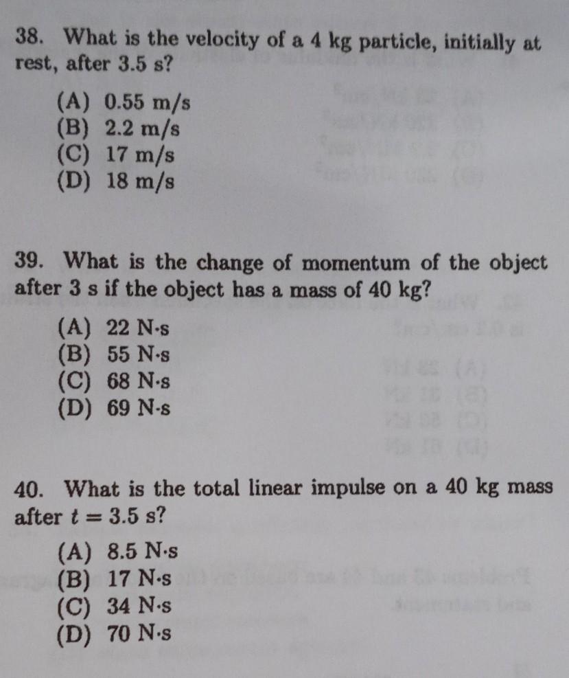 Solved Problems 38 40 Refer To The Following Force Time D Chegg Com
