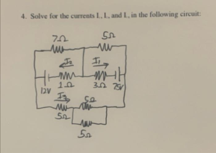 Solved 4. Solve for the currents I. L. and I in the | Chegg.com