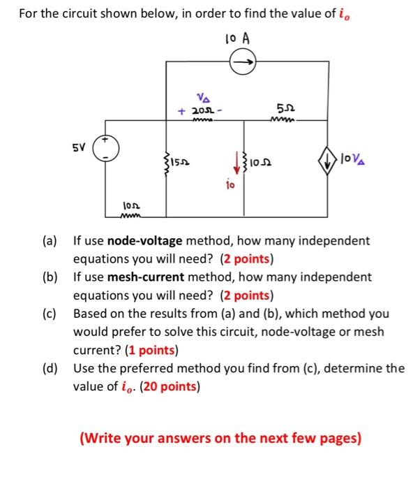 Solved For The Circuit Shown Below, In Order To Find The | Chegg.com