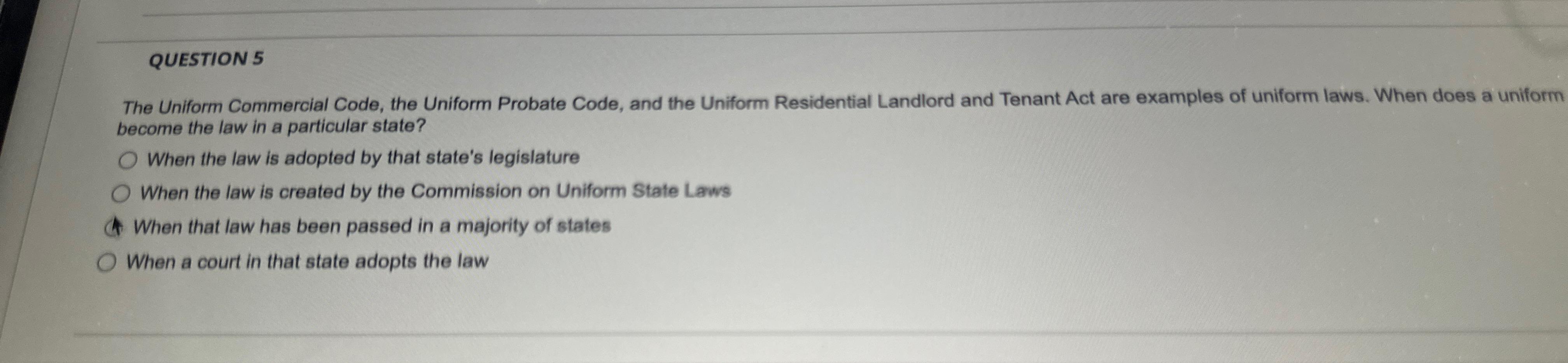 Solved QUESTION 5The Uniform Commercial Code, The Uniform | Chegg.com