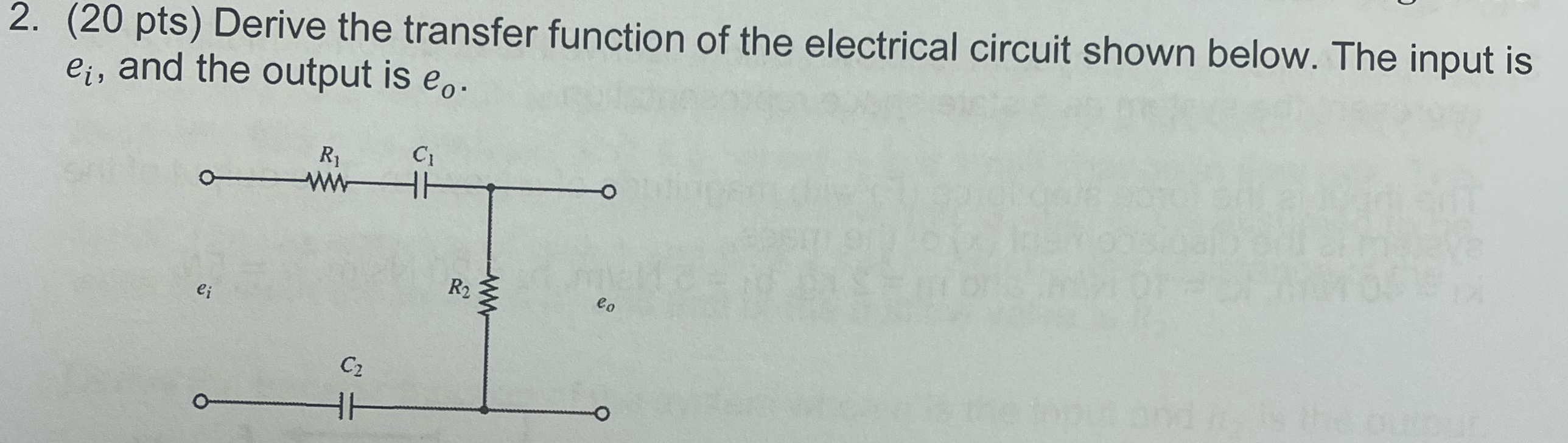 Solved Derive the transfer function of the electrical | Chegg.com