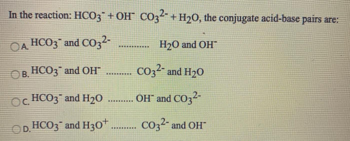 Thông tin về phản ứng OH- và HCO3-