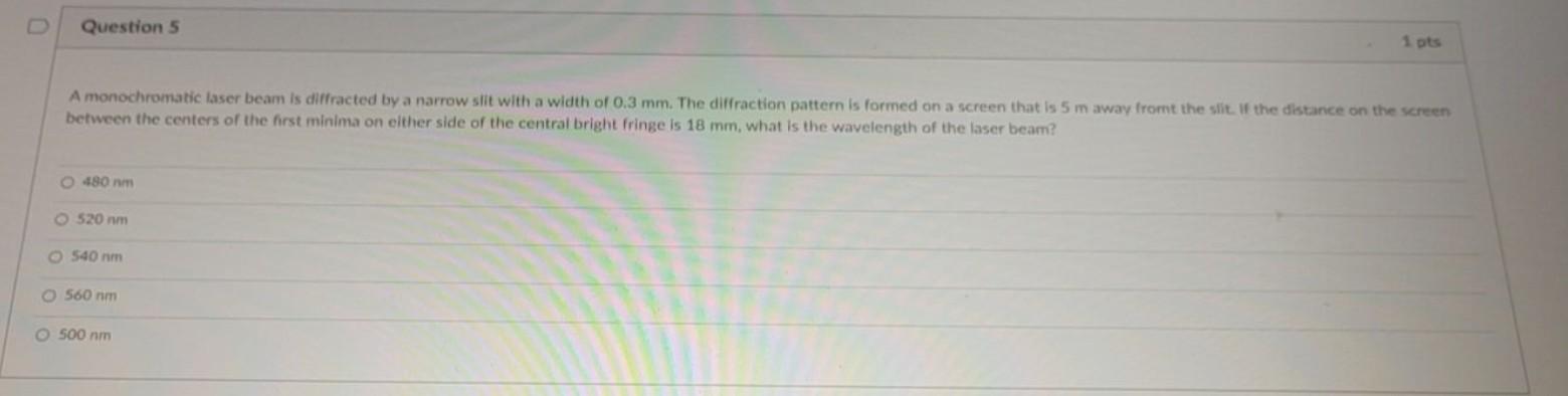 Solved A monochromatic laser beam is diffracted by a narrow | Chegg.com