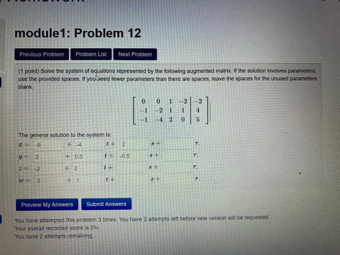 Solved module 1: Problem 12 Previous Problem Problem List | Chegg.com