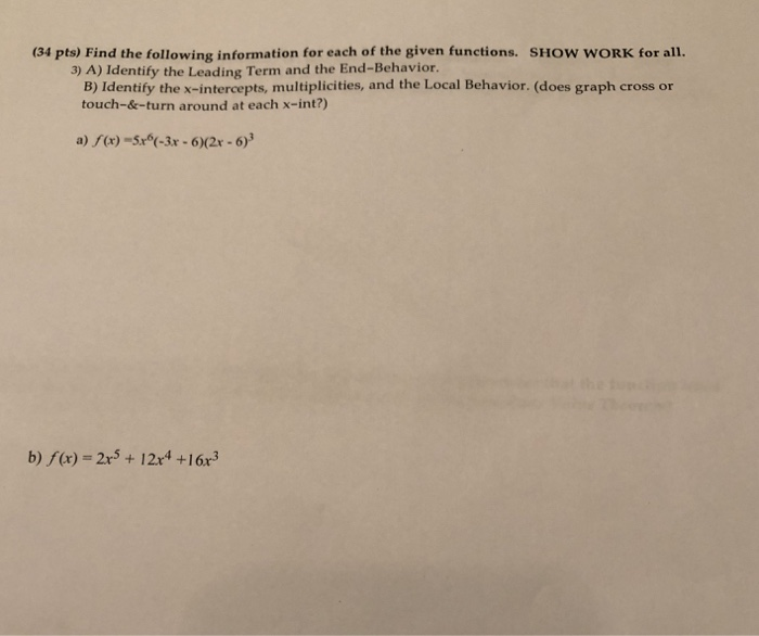 Solved (34 pts) Find the following information for each of | Chegg.com