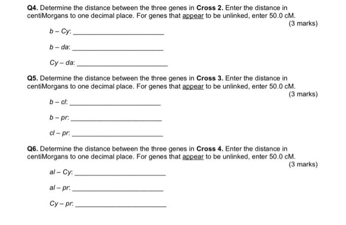 Solved Q4. Determine the distance between the three genes in | Chegg.com