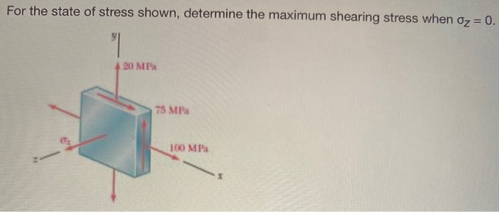 Solved For the state of stress shown, determine the maximum | Chegg.com