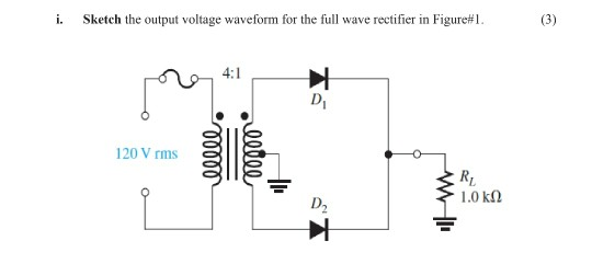 Solved i. Sketch the output voltage waveform for the full | Chegg.com