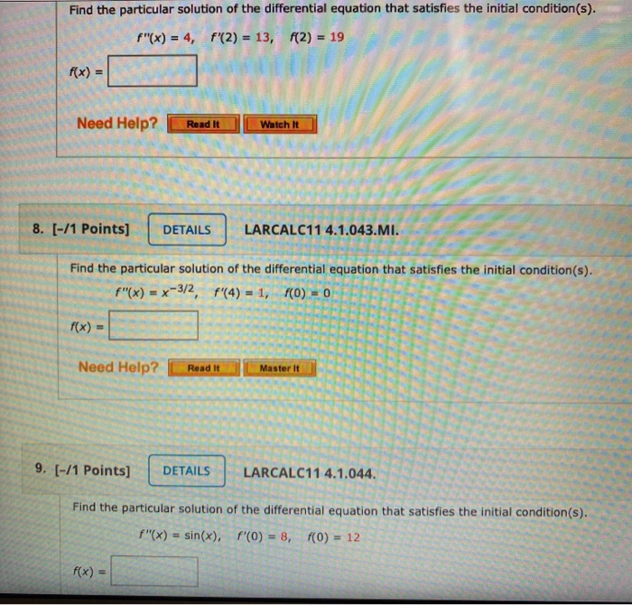 Solved Find the particular solution of the differential | Chegg.com