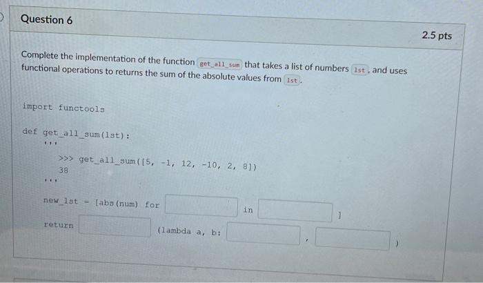 Solved Complete the list comprehension syntax to produce the | Chegg.com