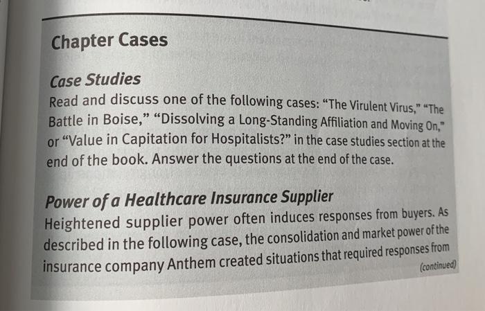 Solved Chapter Cases Case Studies Read and discuss one of | Chegg.com