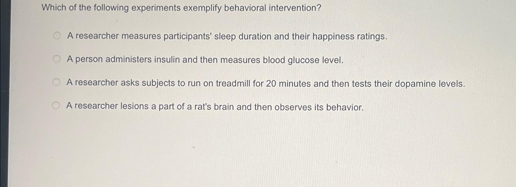Solved Which of the following experiments exemplify | Chegg.com