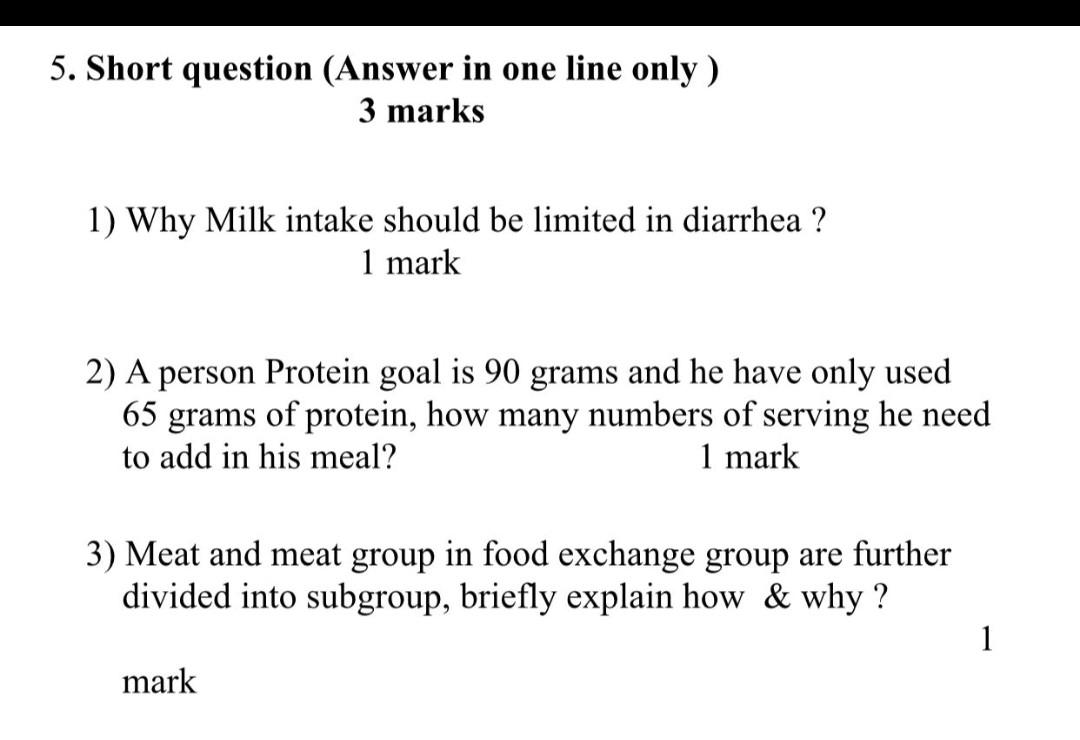 Solved 5. Short question (Answer in one line only ) 3 marks | Chegg.com