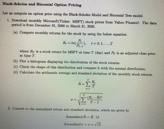 Solved Black Scholes And Binomial Option Pricing Let Us C