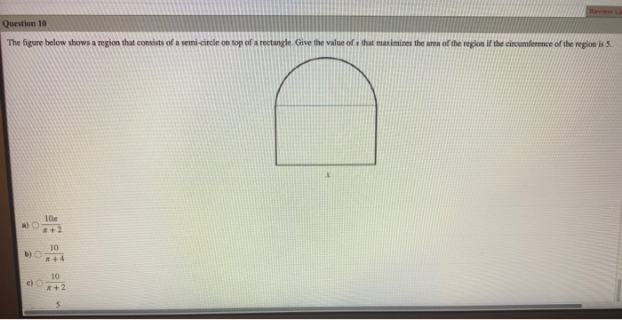 Solved Question 10 The figure below shows a region that | Chegg.com