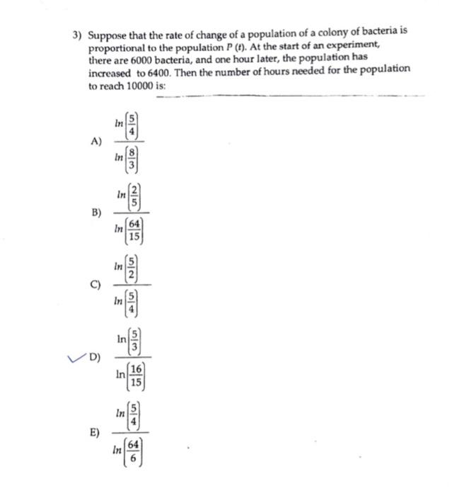 Solved 3) Suppose that the rate of change of a population of | Chegg.com