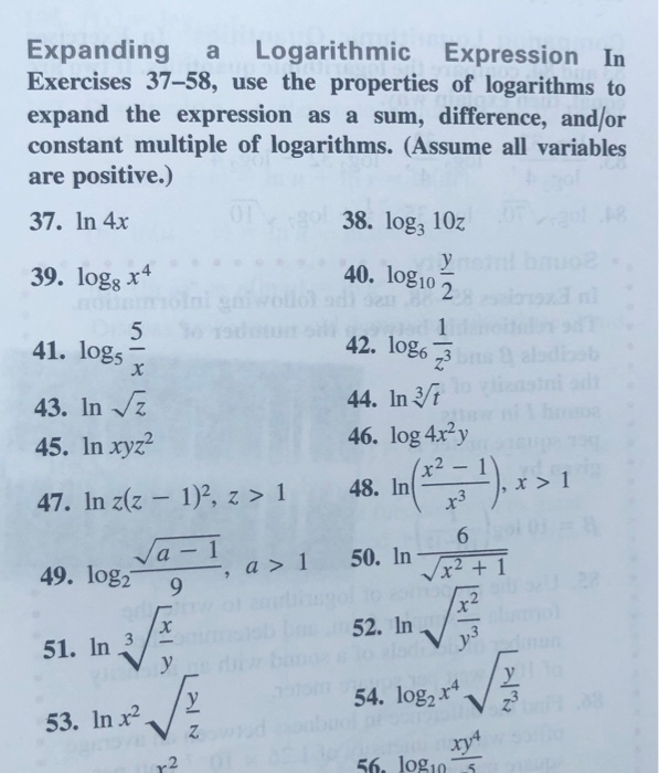 Solved 40. log10 2 Expanding a Logarithmic Expression In | Chegg.com