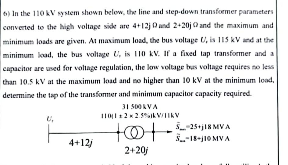 6) In the 110kV system shown below, the line and | Chegg.com