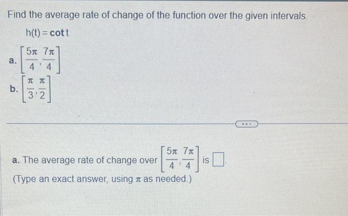 Solved Find the average rate of change of the function over | Chegg.com