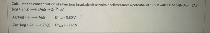Solved Calculate the concentration of silver ions in | Chegg.com