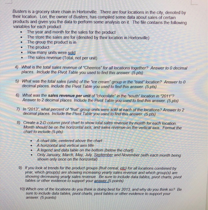 Solved Busters is a grocery store chain in Hortonville.