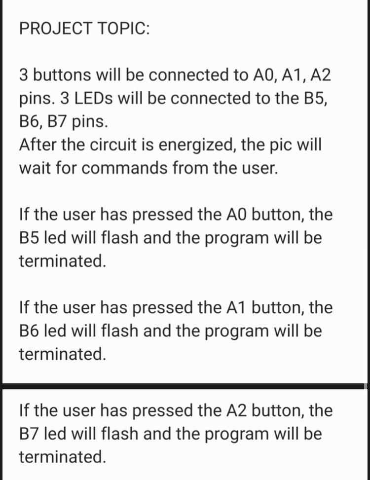 Solved PROJECT TOPIC: 3 buttons will be connected to A0, A1, | Chegg.com