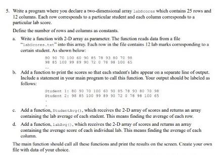 Solved 5. Write a program where you declare a | Chegg.com