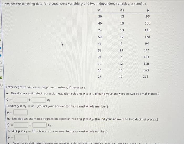 Solved Enter negative values as negative numbers, if | Chegg.com