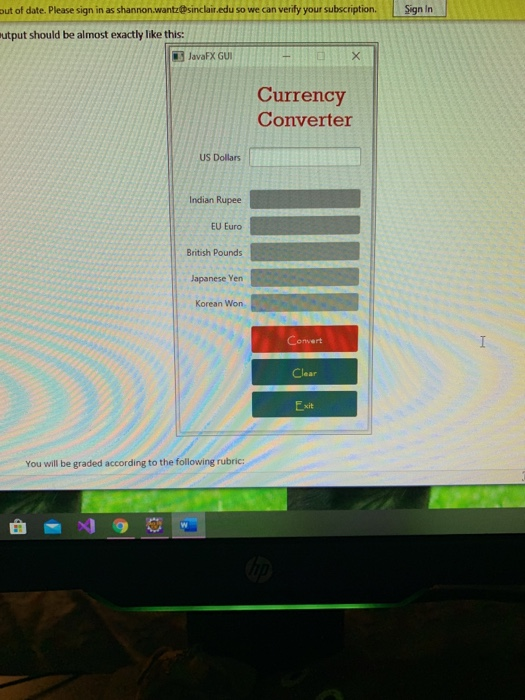 Assignment 10 GUI Currency Converter JavaFX Basics