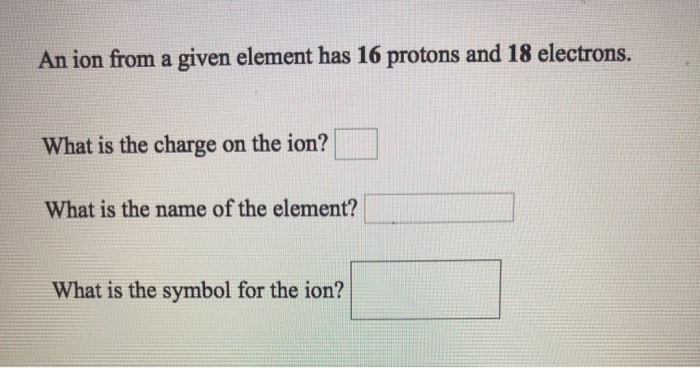 Solved An Ion From A Given Element Has 16 Protons And 18